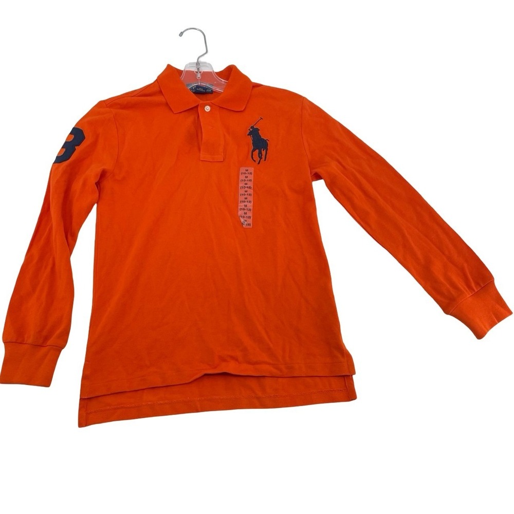 Polo Ralph Lauren Kids' Shirt Long Sleeve Orange Cotton Size Medium